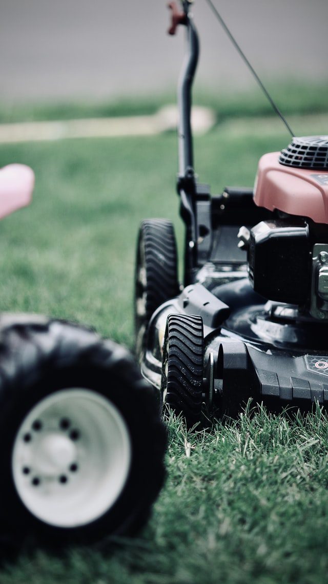 Image of lawn mower on lawn