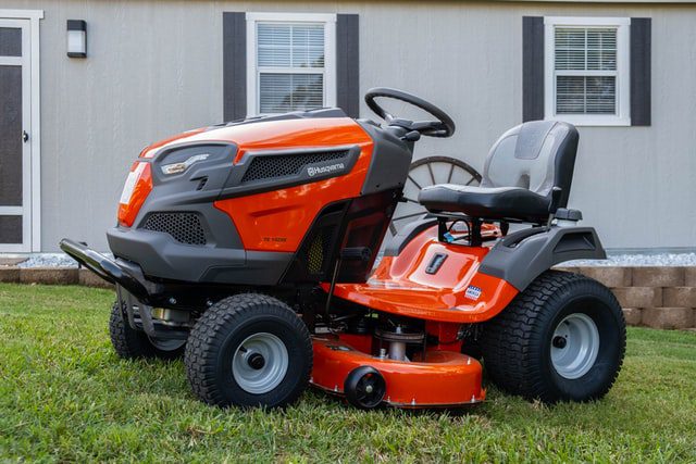Riding Mower parked on lawn