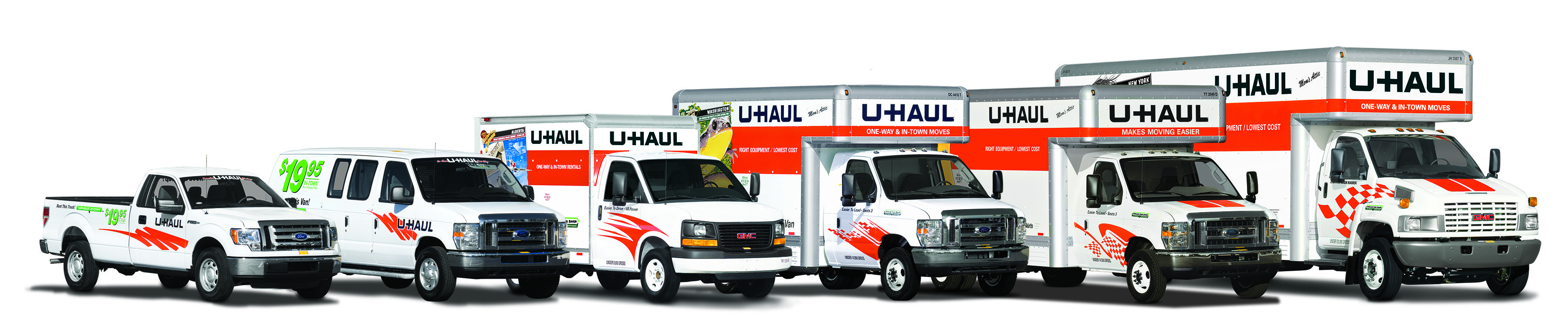 Image of UHaul Trucks lined up